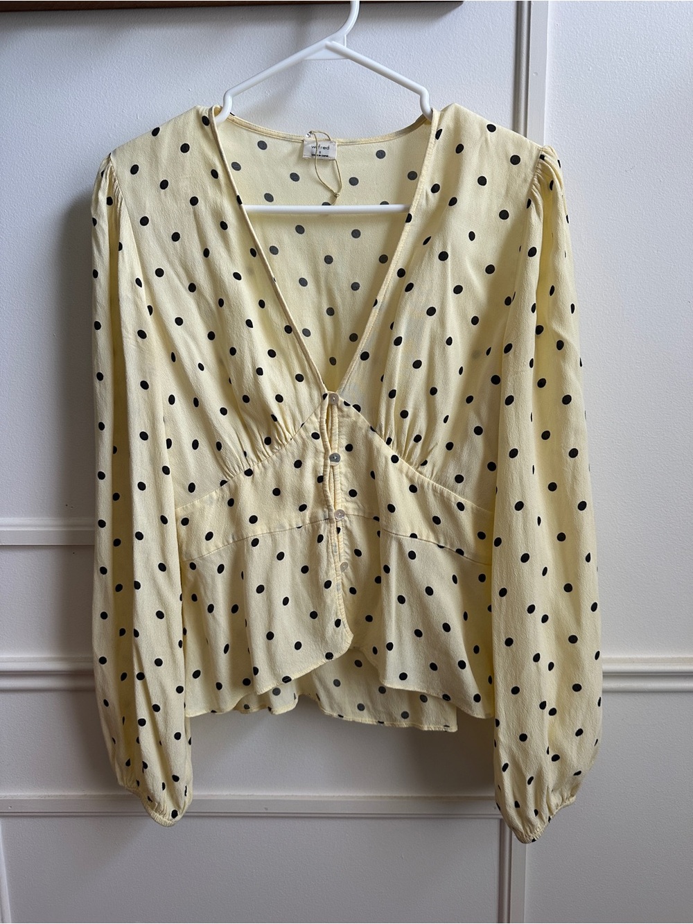 Aritzia Yellow Polka Dot Blouse
